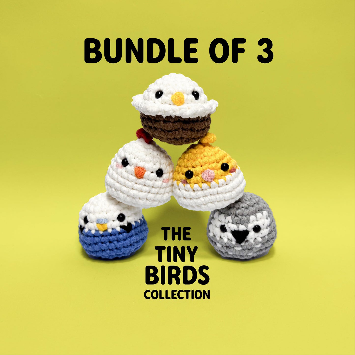 TINY BIRDS COLLECTION: Bundle of 3 | Beginner Crochet Kit