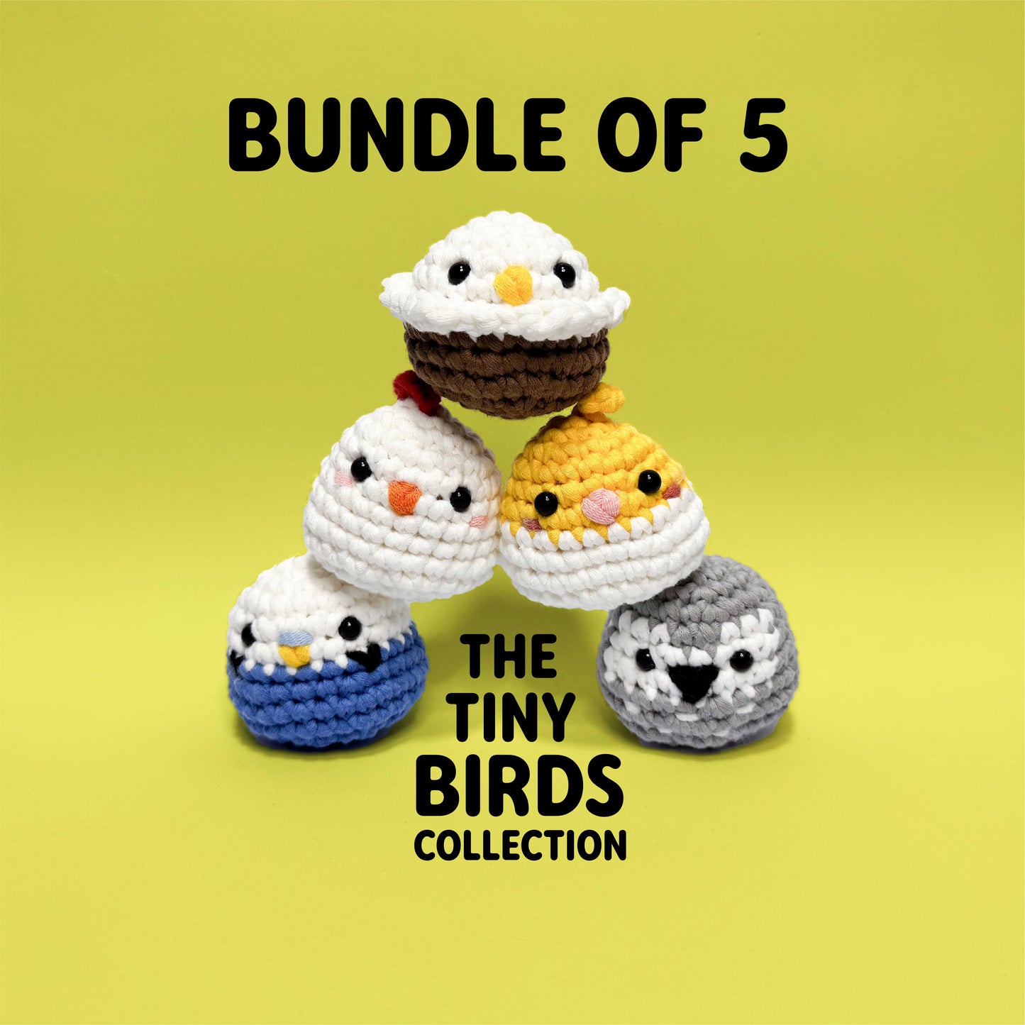 TINY BIRDS COLLECTION: Bundle of 5 | Beginner Crochet Kit