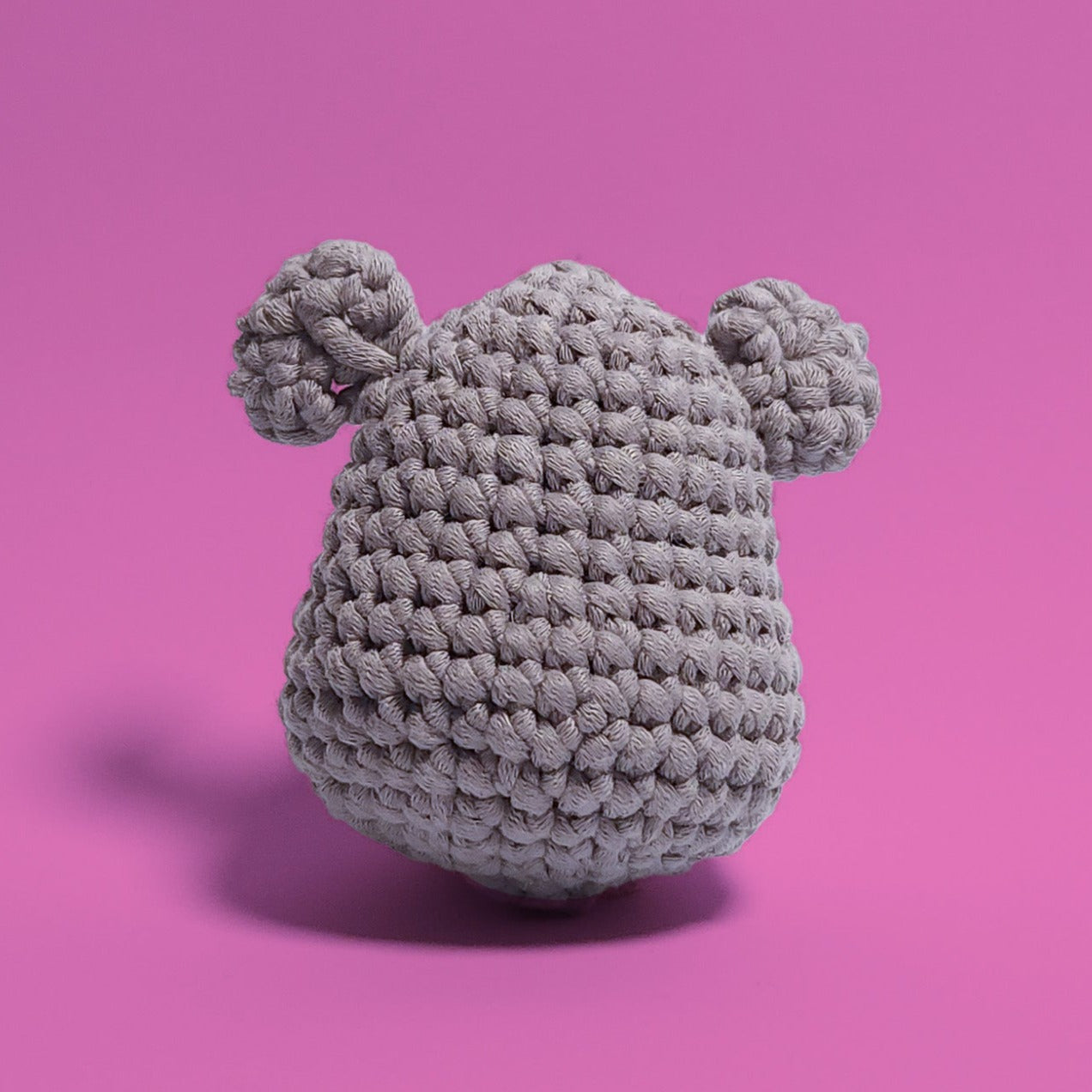 Mandy the Koala crochet amigurumi, a cuddly companion from our beginner-friendly crochet kits. Handcrafted with care, Mandy features a charming design perfect for beginners and koala enthusiasts. Back view.